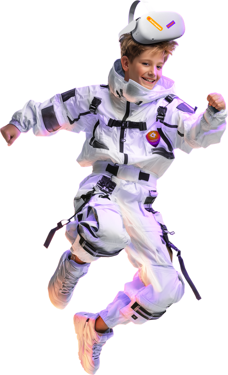 Мальчик в скафандре с VR-очками